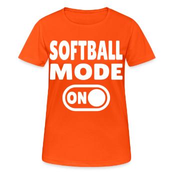 Softball Mode ON - Frauen T-Shirt atmungsaktiv - Neonorange - Vorne - AI Model Female 172 dark (172cm)