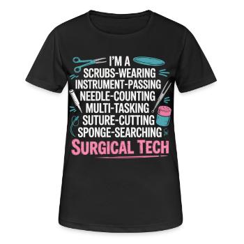 Surgical Tech Power Word Art - Women's Breathable T-Shirt - black - Front - AI Model Female 172 light (172cm)