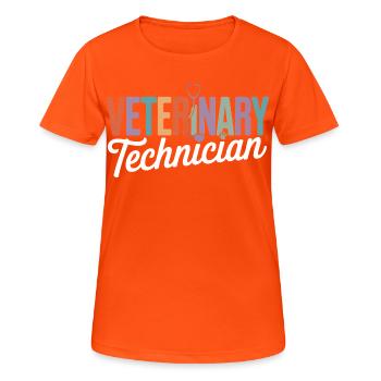 Tiermedizinischer Techniker Regenbogen-Logo - Frauen T-Shirt atmungsaktiv - Neonorange - Vorne - AI Model Female 172 dark (172cm)