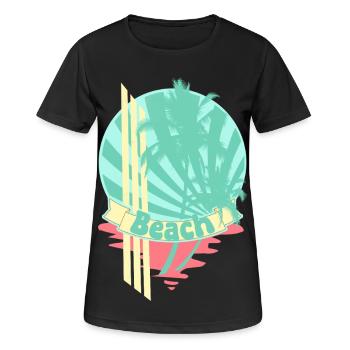 Beach Palm Trees Sea Banner - Women's Breathable T-Shirt - black - Front - AI Model Female 172 light (172cm)