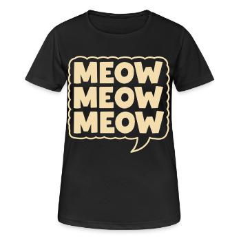 Miaou Miaou Miaou Bulle de dialogue Chat - T-shirt respirant Femme - noir - Devant - AI Model Female 172 light (172cm)
