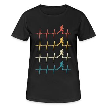 Running Heartbeat Retro Gift for Running Lovers - Women's Breathable T-Shirt - black - Front - AI Model Female 172 light (172cm)