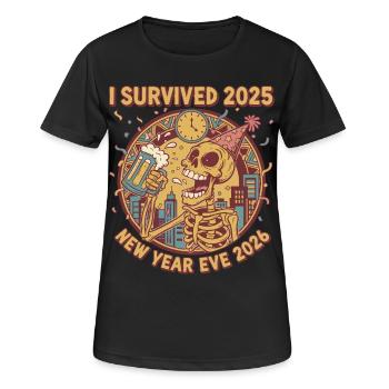Ich habe Silvester 2025 überlebt – Silvester 2026 - Frauen T-Shirt atmungsaktiv - Schwarz - Vorne - AI Model Female 172 light (172cm)