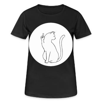 Katze Katzen Cat Kätzchen Mieze Mittelfinger - Frauen T-Shirt atmungsaktiv - Schwarz - Vorne - AI Model Female 172 light (172cm)