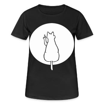 Katze Katzen Cat Kätzchen Mieze Mittelfinger - Frauen T-Shirt atmungsaktiv - Schwarz - Vorne - AI Model Female 172 light (172cm)