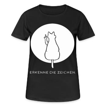 Katze Katzen Cat Kätzchen Mieze Mittelfinger - Frauen T-Shirt atmungsaktiv - Schwarz - Vorne - AI Model Female 172 light (172cm)