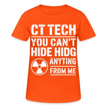 CT Tech: Nichts zu verbergen - Frauen T-Shirt atmungsaktiv - Neonorange - Vorne - AI Model Female 172 dark (172cm)
