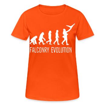 Évolution de la Fauconnerie - T-shirt respirant Femme - orange néon - Devant - AI Model Female 172 dark (172cm)