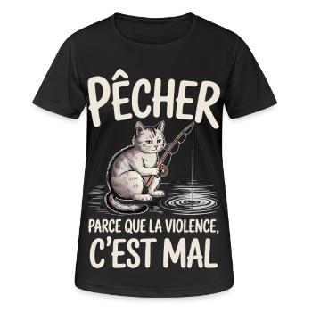 Angeln, weil Gewalt falsch ist - Frauen T-Shirt atmungsaktiv - Schwarz - Vorne - AI Model Female 172 light (172cm)