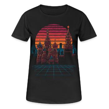 Néon Moscou Skyline Rétro - T-shirt respirant Femme - noir - Devant - AI Model Female 172 light (172cm)