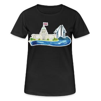 Hôtel de ville et grues de Belfast Skyline - T-shirt respirant Femme - noir - Devant - AI Model Female 172 light (172cm)