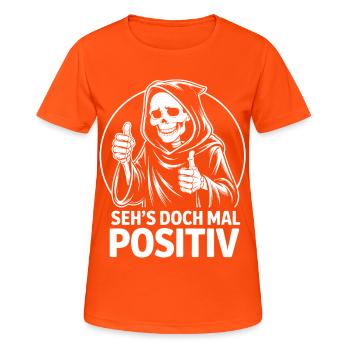Pros: Grim Reaper - Women's Breathable T-Shirt - neon orange - Front - AI Model Female 172 dark (172cm)