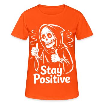 Squelette : Reste positif - T-shirt respirant Femme - orange néon - Devant - AI Model Female 172 dark (172cm)