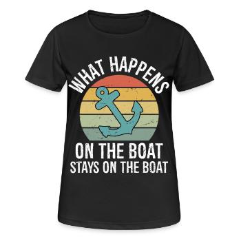 What Happens On The Boat Stays On The Boat - Frauen T-Shirt atmungsaktiv - Schwarz - Vorne - AI Model Female 172 light (172cm)