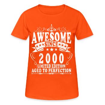 Aged to Perfection 2000 - Frauen T-Shirt atmungsaktiv - Neonorange - Vorne - AI Model Female 172 dark (172cm)