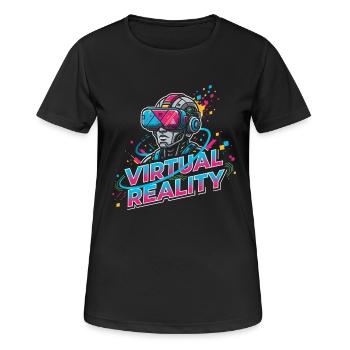 Virtual Reality SciFi - Women's Breathable T-Shirt - black - Front - AI Model Female 172 light (172cm)