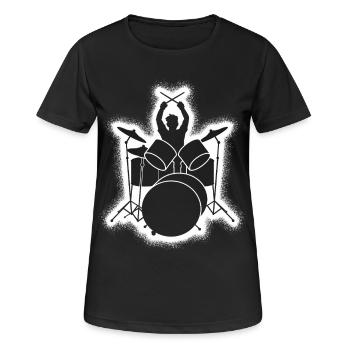 Batterie Batteur Batteur - T-shirt respirant Femme - noir - Devant - AI Model Female 172 light (172cm)