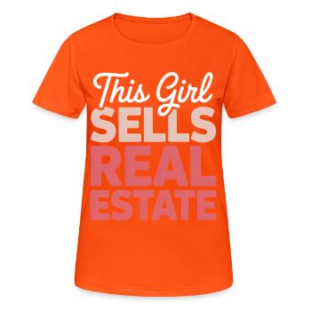 This Girl Sells Real Estate Gradient - Frauen T-Shirt atmungsaktiv - Neonorange - Vorne - AI Model Female 172 dark (172cm)