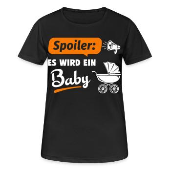Spoiler: Es wird ein Baby - Frauen T-Shirt atmungsaktiv - Schwarz - Vorne - AI Model Female 172 light (172cm)