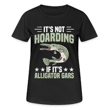 Alligatorruten-und-Rollen-Kombi-Alligatorgar-Angeln - Frauen T-Shirt atmungsaktiv - Schwarz - Vorne - AI Model Female 172 light (172cm)