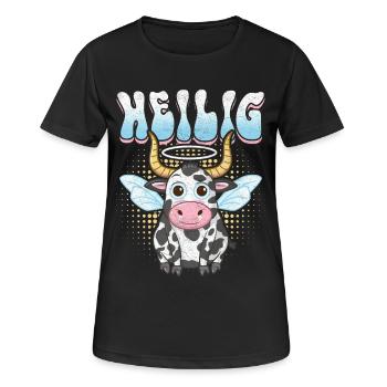 Vache Sacrée avec Auréole et Ailes - T-shirt respirant Femme - noir - Devant - AI Model Female 172 light (172cm)
