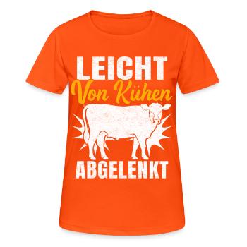 Easily distracted by cows - Women's Breathable T-Shirt - neon orange - Front - AI Model Female 172 dark (172cm)