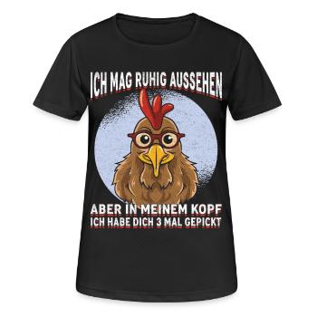 Küken mit Brille Kopfkino Spruch - Frauen T-Shirt atmungsaktiv - Schwarz - Vorne - AI Model Female 172 light (172cm)