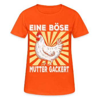 Eine Böse Mutter Gackert - Frauen T-Shirt atmungsaktiv - Neonorange - Vorne - AI Model Female 172 dark (172cm)
