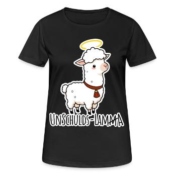 Blague plate sur l’Innocent Lamb, euh, Lama - T-shirt respirant Femme - noir - Devant - AI Model Female 172 light (172cm)