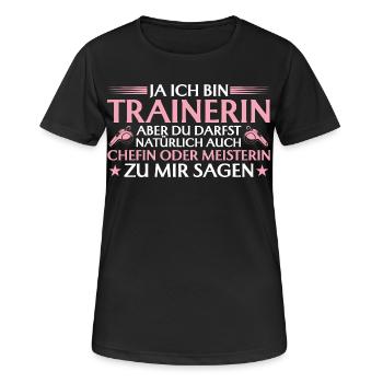 Trainerin Chefin oder Meisterin - Fußballtrainerin - Frauen T-Shirt atmungsaktiv - Schwarz - Vorne - AI Model Female 172 light (172cm)
