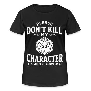 Character Rescue: (+5 Shirt of Begging) - Women's Breathable T-Shirt - black - Front - AI Model Female 172 light (172cm)