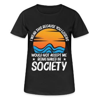 Nudist Stuff Naturismus Liebhaber Freiheit Nacktheit - Frauen T-Shirt atmungsaktiv - Schwarz - Vorne - AI Model Female 172 light (172cm)