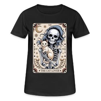 Die Katzenliebhaber-Tarotkarte - Frauen T-Shirt atmungsaktiv - Schwarz - Vorne - AI Model Female 172 light (172cm)