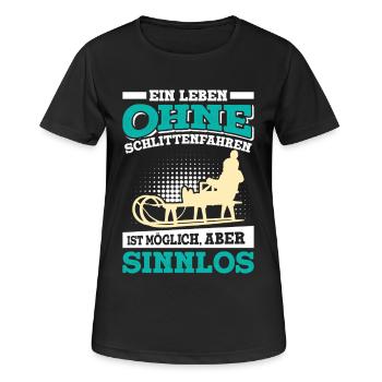 La luge UNE VIE SANS LUGE NE SERT À RIEN - T-shirt respirant Femme - noir - Devant - AI Model Female 172 light (172cm)