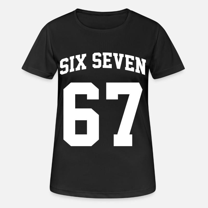 Six Seven 67 Meme Funny Gen Alpha Sechs Sieben - Women's Breathable T-Shirt - black