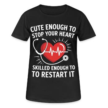 Motif de redémarrage cardiaque avec stéthoscope - T-shirt respirant Femme - noir - Devant - AI Model Female 172 light (172cm)
