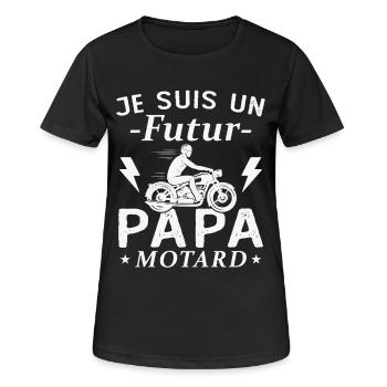 Je suis un futur papa motard - T-shirt respirant Femme - noir - Devant - AI Model Female 172 light (172cm)
