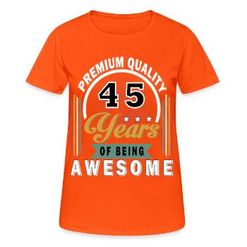 45 Jahre Awesome Jubiläum - Frauen T-Shirt atmungsaktiv - Neonorange - Vorne - AI Model Female 172 dark (172cm)