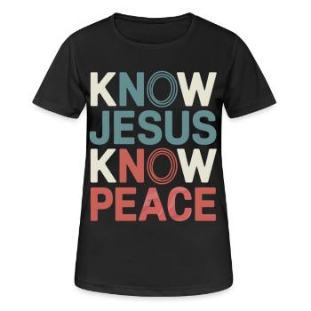 Connais Jésus, connais la paix - T-shirt respirant Femme - noir - Devant - AI Model Female 172 light (172cm)