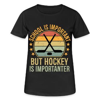 L’école est importante Mais le hockey est plus important - T-shirt respirant Femme - noir - Devant - AI Model Female 172 light (172cm)