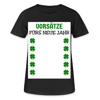 Résolutions du Nouvel An Trèfles du réveillon du Nouvel An - T-shirt respirant Femme - noir - Devant - AI Model Female 172 light (172cm)