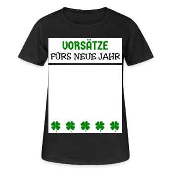 Réveillon du Nouvel An Résolutions du Nouvel An Trèfle - T-shirt respirant Femme - noir - Devant - AI Model Female 172 light (172cm)