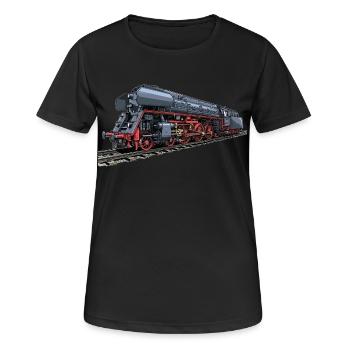 Locomotive à vapeur au look rétro 01 519 - T-shirt respirant Femme - noir - Devant - AI Model Female 172 light (172cm)