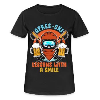 Ski Instructor APRES-SKI LESSONS WITH A SMILE Lustig - Women's Breathable T-Shirt - black - Front - AI Model Female 172 light (172cm)