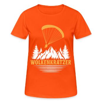 Paraglider SKYSCRAPER FUNNY - Women's Breathable T-Shirt - neon orange - Front - AI Model Female 172 dark (172cm)