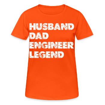 Husband Dad Engineer Legend - Frauen T-Shirt atmungsaktiv - Neonorange - Vorne - AI Model Female 172 dark (172cm)