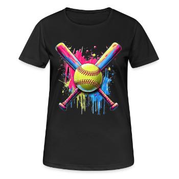 Softball - Frauen T-Shirt atmungsaktiv - Schwarz - Vorne - AI Model Female 172 light (172cm)