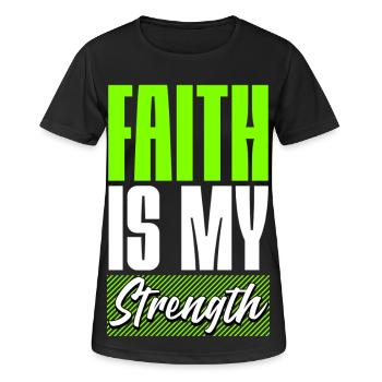 Faith is my Strength - Frauen T-Shirt atmungsaktiv - Schwarz - Vorne - AI Model Female 172 light (172cm)