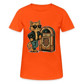 Rockabilly Jukebox Cool Cat Cadeau rétro des années 50 - T-shirt respirant Femme - orange néon - Devant - AI Model Female 172 dark (172cm)