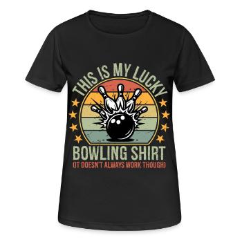 Vintage Funny Bowling Team This is My Lucky Bow - Frauen T-Shirt atmungsaktiv - Schwarz - Vorne - AI Model Female 172 light (172cm)